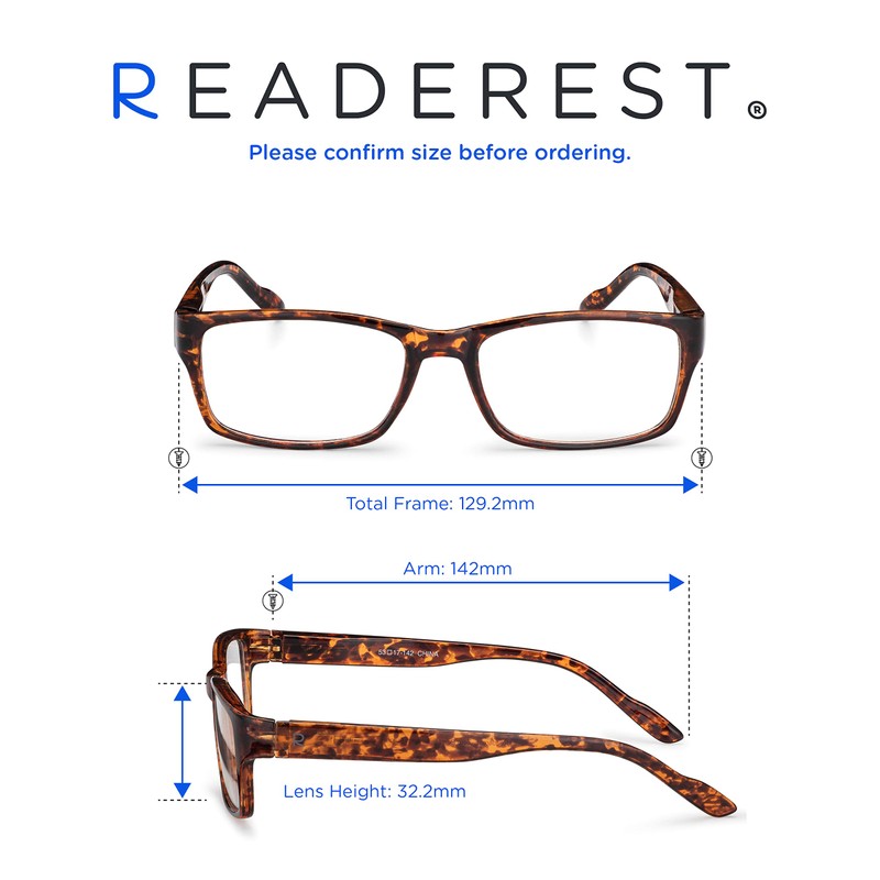 Readerest Blue Light Blocking Reading Glasses (Tortoise, 1.50 Magnification)