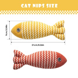 PEAPIN Catnip Fish Toys 2PCS, Jujube Red & Yellow Interactive Plush Chew Toys for Indoor Cats Bite-Resistant Kitten Teething Toys with Catnip Toy Reduce Cat’s Anxiety