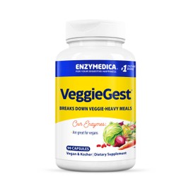 Enzymedica, VeggieGest, Verdauungsenzyme, 90 vegane Kapseln, hochdosiert, Laborgeprüft, Vegetarisch, Sojafrei, Glutenfrei, Ohne Gentechnik