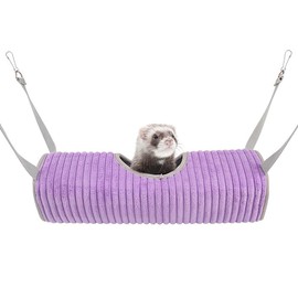 WOLEDOE Ferret Tunnel Hanging Hammock Bed, Small Animal Rats Squirrel Toy - Purple