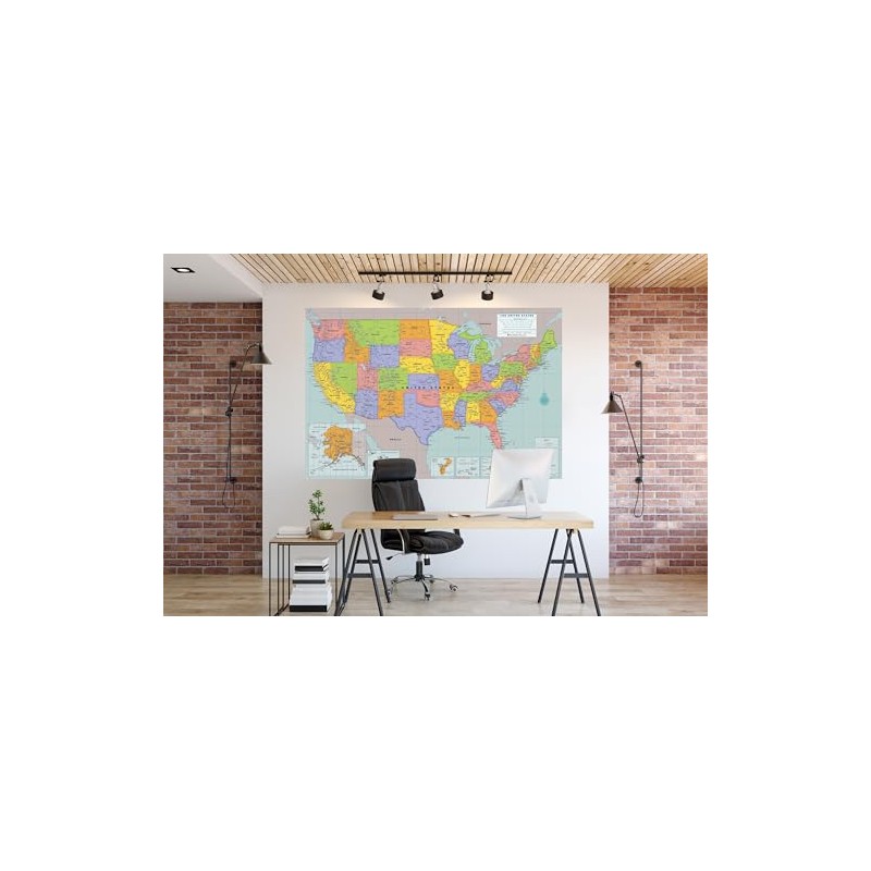 Extra-large USA Laminated Wall Map - 45'' high x 67''