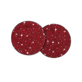 Unifizz 4 Pack Car Cup Holder Coasters Red Anti-Slip Car Cup Holder Coasters Anti-Shock Insert Sparkling Crystal Rhinestone Fashion Car Car Interior Accessories