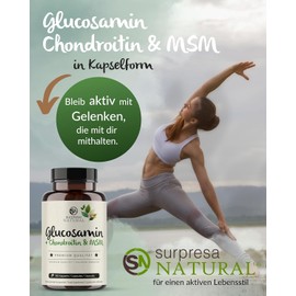 Surpresa Natural® Glucosamine, Chondroitin & MSM High Dose 4500mg Daily Dose, 1 Month Supply Laboratory Tested, 195 Capsules