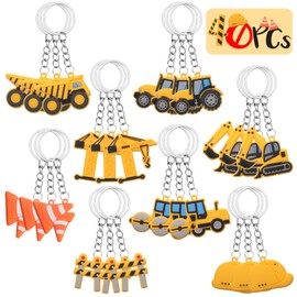HLenyoy 40Pcs Construction KeyChains Engineering Excavator Tractor Keychain Construction Party Decorations Construction Party Favors