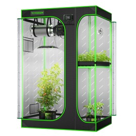 VIVOSUN D325 2-in-1 3x2 Grow Tent, 36"x24"x53" High Reflective Mylar with Multi-Chamber and Floor Tray for Hydroponic Indoor Plant