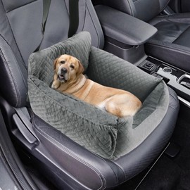 GLIDESMOOTH Dog Car Seat Booster for Small Medium Dogs, Safe and Comfortable, Cat Backpack, Removable for Easy Cleaning, Soft Travel Bed with Seat Belt, Gray