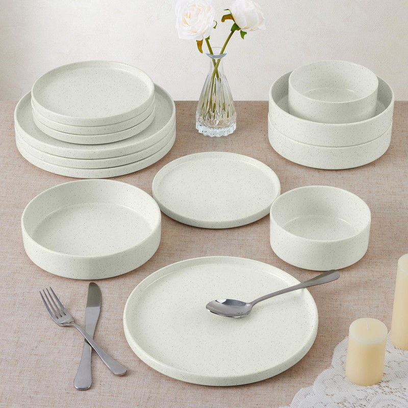 E-far Dinnerware Sets for 8, 24-Piece Stoneware Plates and Bowls