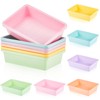 Taiyin 12 Pcs Plastic Flat Storage Tray Classroom Paper Bins