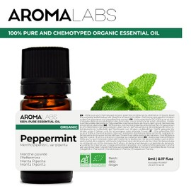 BIO - Peppermint Essential Oil - 5mL - 100% Pure, Natural, Chemotyped and AB Certified - AROMA LABS (French Brand)