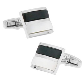 mila schon msc12386st Mira Sean Onyx White Butterfly Cuff Tie Clip Set, Brass, Onyx