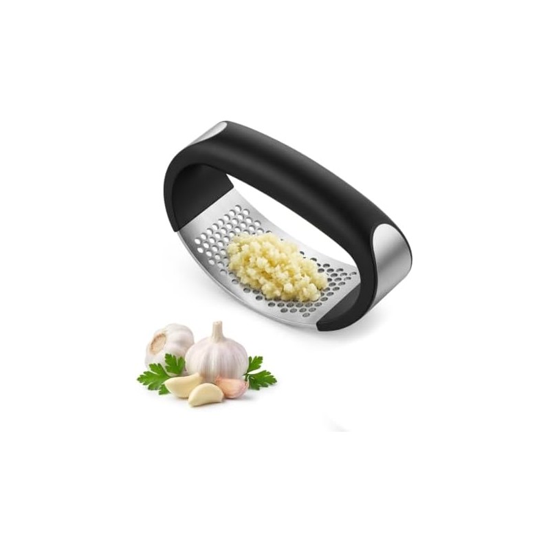 Prensador de Ajos de Acero Inoxidable con Mango Cómodo