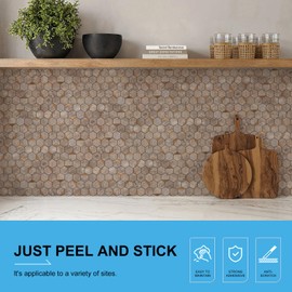 Bainley Hexagon Peel and Stick Backsplash, 10-Sheet Peel and Stick Tiles PVC Wall Tile Stick on Backsplash for Kitchen