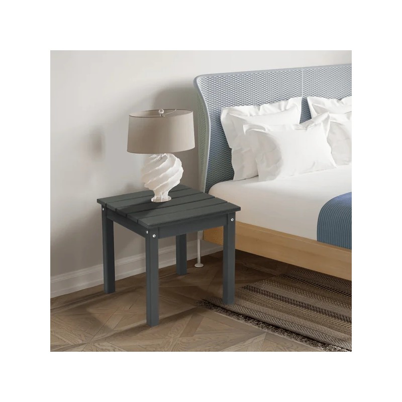 Dark Grey Square HDPE Adirondack Side Table Weather Resistant Small
