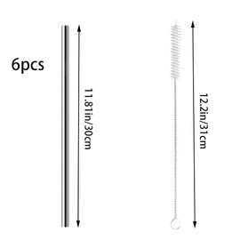 6 Pcs Stainless Steel Straw Reusable Straws Straw Replacement Metal Travel Tumbler Cup with Cleaning Brush Compatible Cup Accessories Replacement