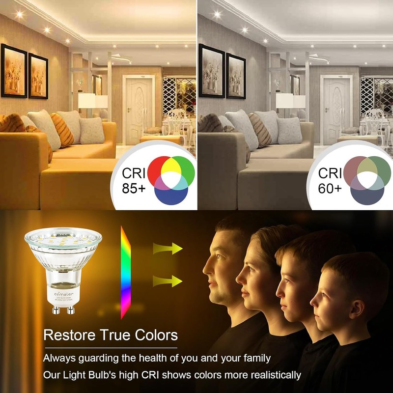 comzler GU10 LED Bulb, 2700K Soft Warm White, 50W Halogen