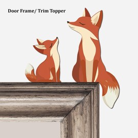 2 Cute Wooden Foxes Door Topper Home Decor Door Frame Decor Little Fox Door Corner Thanksgiving Gift for Mom/Dad Woodland Nursery Art Over the Door Decor 8 inches