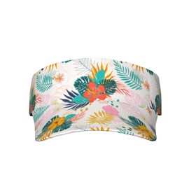 Summer Hawaii Sport Sun Visor Hat Adjustable Beach Hats Tropical Flower Plant Empty Cap Visor Caps for Women Men