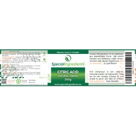 Special Ingredients Citric Acid 250 g Pure Food Grade 100% Pure Powder (German Labels and Instructions)