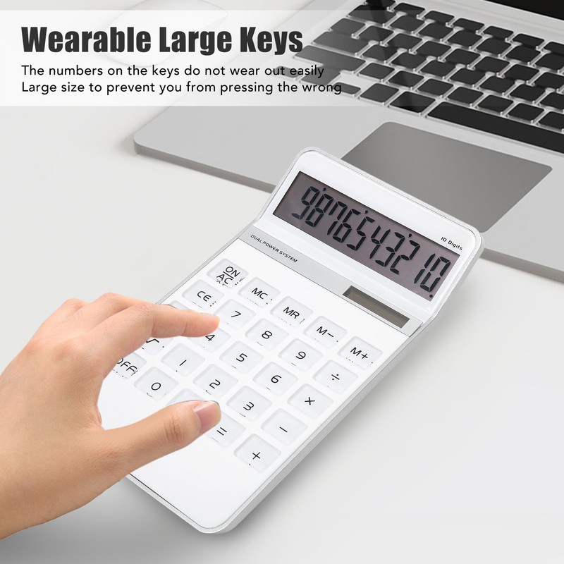 Calculator Solar Battery Powered Transparent Large Keys LCD Display Office