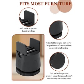 Daiilg Bed Risers Adjustable Furniture Risers,Table Desk Chair Risers with Clamp, Bed Frame Risers Height Adjustable Black