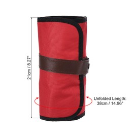 PATIKIL Handmade 24 Slots Roll Up Pencil Case, Oxford Cloth Pencil Wrap Pouch Pen Holder Organizer for Artist Drawing Coloring Sketching, Red