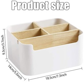 Holz Desktop Stift, 5 fächer Holz Desktop Organizer, Schreibtisch Fernbedienungshalter mit Abnehmbar Fächer, Holz Desktop Aufbewahrungsbox, Mehrzweck Aufbewahrungsbox für Büro, Schule und Haushalt (A)