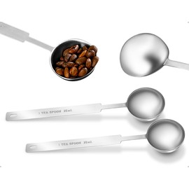 AOYEGIC 2 Stück Edelstahl Messlöffel,Kaffeedosierlöffel mit Langer Griff für Abmessen von Kaffeepulver, Gewürzen, losem Tee, Milchpulver(15ml Silber)