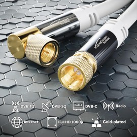 KabelDirekt – SAT Cable – Coaxial, Internet & Satellite TV/Aerial Cable, F-Connector – Designed in Germany – 90° angled/straight – 1.5m (Radio, DVB-T2/DVB-C/DVB-S2 – white)