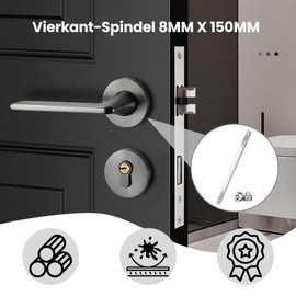 JKITNHJOT Vierkantstift 8mm x150mm, 2 Stück Drückerstift für Türgriff, Vierkant für Drückergarnitur Türdrücker für Türschloss Innentür, mit 8 Stk M6 Schraube