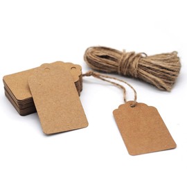 Sanwior Tags with String, 2.8x1.6 Inch Name Tag for Bags, 40Pcs Kraft Paper Tags with 30ft String Attached