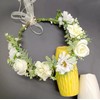Floral Crown Headband Adjustable Ribbon Boho Rose Crown Floral Headpiece
