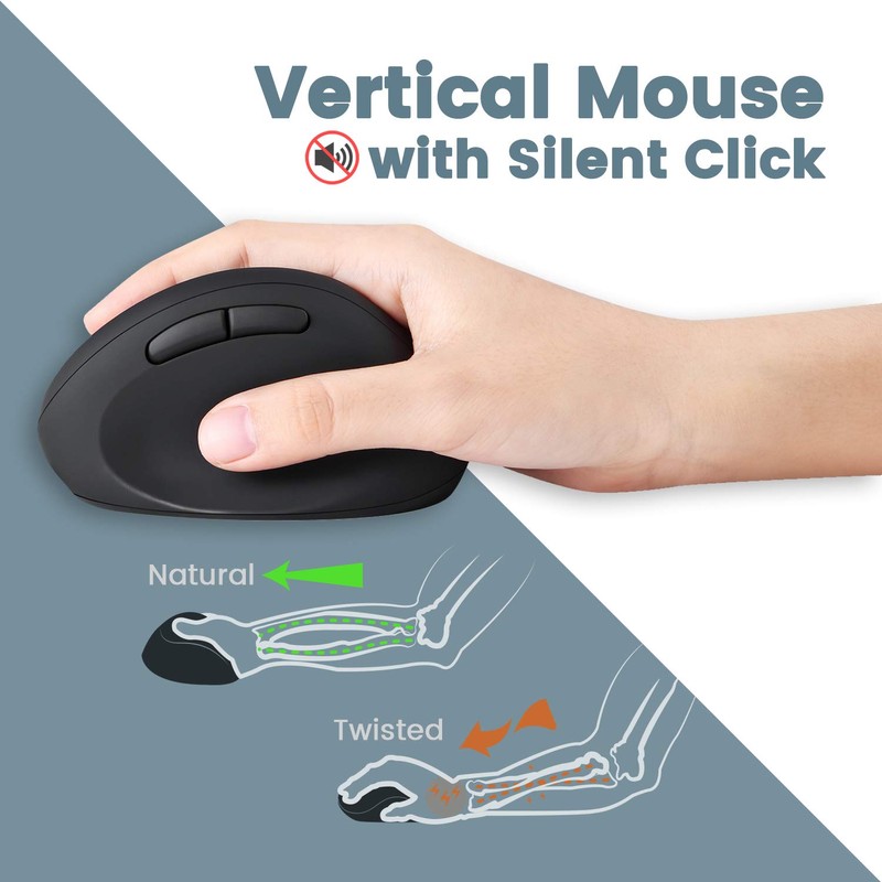 Perixx PERIDUO-606 Wireless Mini Ergonomic Keyboard with Portable Vertical Mouse
