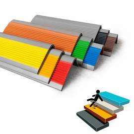 L-Shaped Stair Mat, Anti-Slip Tape, For Stair Slip, Outdoor, Indoor, Fall Prevention, Safety Measures, Accident Prevention, Width 2.0 x Width 1.0 inches (5 x 2.5 cm), Thickness 0.1 inches (3 mm),