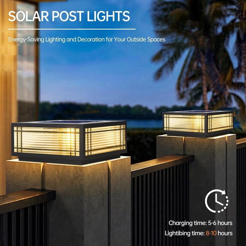 SLAWA Solar Post Light Fixture Exterior Pillar Light with LED