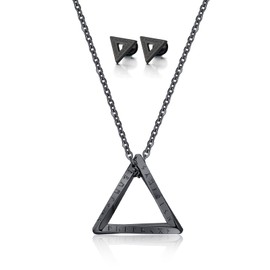 XSDSLS Vikings Triangles Jewellery for Men Stainless Steel Triangle Necklace Stud Earrings Black Silver Vikings Geometric Earrings Chain with Triangles Pendant Necklace Gift for Men, One size,