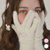 Dederit Dederrit Heart Ribbon Cubic Finger Hole Touch Wool Knit