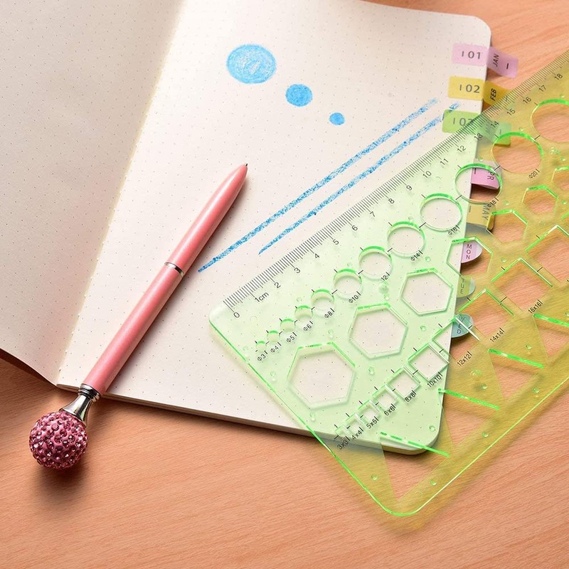 TUKNN 22cm Clear Green Drawing Stencil Set of 2 (Green)