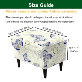 CRFATOP Ottoman Chair Cover Large Ottoman Chair Slipcovers Printed Rectangle Storage Stool Cover Stretch Footstool Footrest Furniture Protector for Bar Counter Living Room,C06