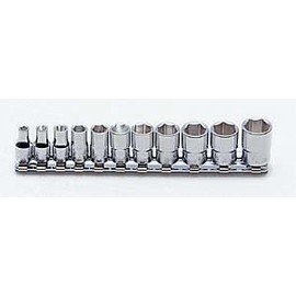 山下 Industrial Lab (KO – Ken) Socket Rail Set 6 Corners RS2400 W/9 Inset Angle: 6.35 mm British Standards (BA) Sockets, 9 Pcs, Set