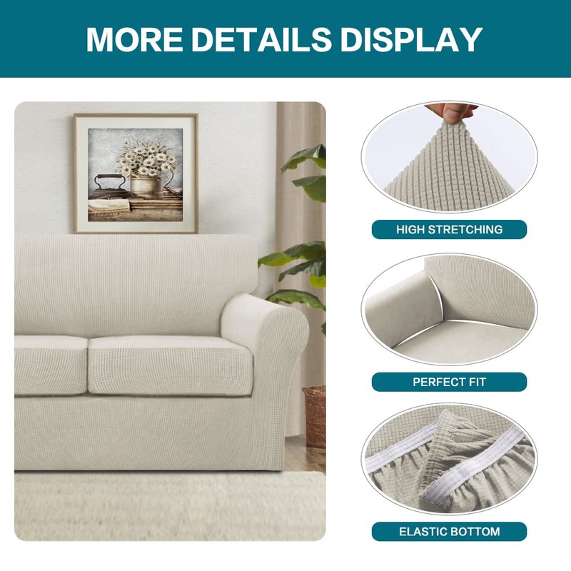 Turquoize 4 Piece Sofa Covers for 3 Cushion Couch Sofa