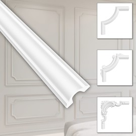 HEXIM Stucco Decoration Made of HDPS/PU White - Stucco Frame Wall Decoration Picture Frame - HCR Wall Strips (2 Metres HCR516) Stucco Decoration Frame Panelling White