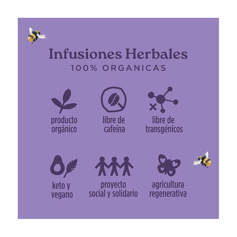 Flor Paz Orgánico Herbal Toronjil Anochecer Infusión Relajante Cafeína Dormir