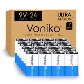 Voniko 9V Batteries - Alkaline 9V Battery 24 Pack - Ultra Long Lasting with a 7 - Year Shelf Life