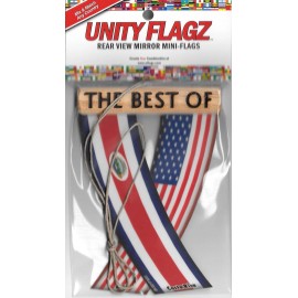 Rear view mirror car flags Costa Rica and USA unity flagz for inside the car