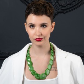 ZAVANA 60 cm long necklace, large costume necklace for women, handmade bib necklace, costume jewellery for women, resin, Resin