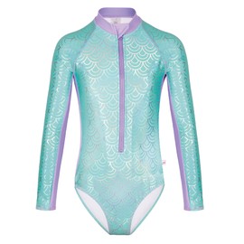 Mermaids 123 Traje de Baño Ariel Rashguard (MX/US, Edad, 12, Verde)