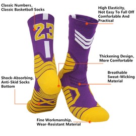 LSUDFHE Basketball Socks 1 Pairs,Compression Socks, Athletic Socks, Sport Socks for Men & Women, Running, Climbing