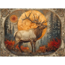 Prime Time Puzzles 1000 Piece Jigsaw Puzzle for Adults - Bull Elk Fall Forest - Challenging Puzzle Perfect for Game Nights - 1000 Piece Puzzle for Adults. 20x27 inches