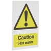 Seco Caution Hot Water Sign, 50mm x 75mm (Pack of