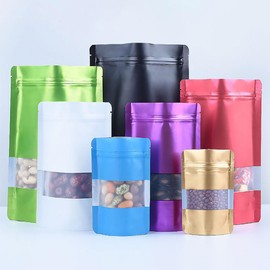 HugeDE 100 Pcs Resealable Red Food Storage Bags, CPP, Zipper, Reusable, Sealed Edge with Zipper